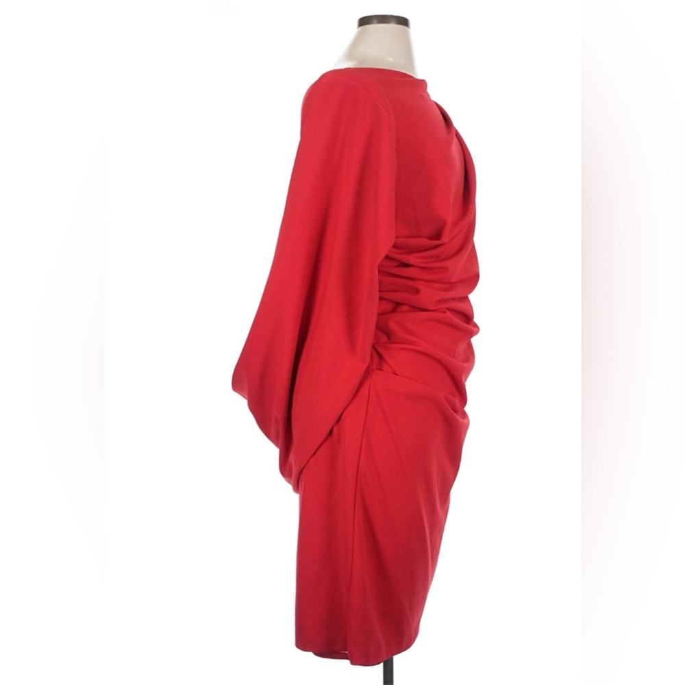 Betsy Adam Jordan Cape Sleeve Crepe Sheath Dress Red Size 10 - Picture 6 of 7